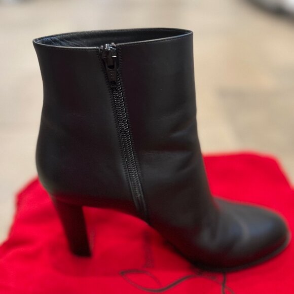 Women's Christian Louboutin Adox 85 Leather Ankle High Heeled Boot in Black 41 - Picture 8 of 8